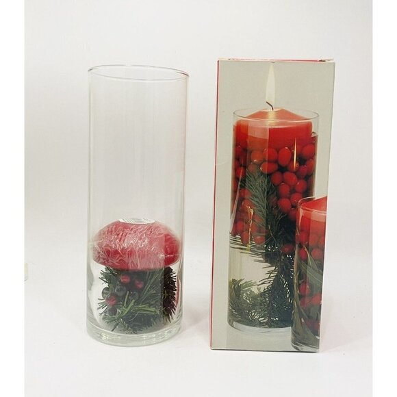 Hurricane Candle Holder 9" Tall Clear Glass Floating New Christmas Danish - Picture 4 of 5